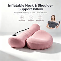 Oreiller gonflable de soutien cervical portable, coussin de relaxation pour le cou avec housse amovible et lavable