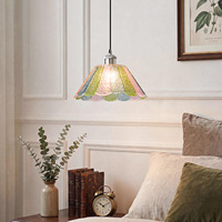 Lustre suspendu en verre nordique avec abat-jour festonné en forme de fleur, commande tactile, lampe d'ambiance pour salon, chambre, hôtel, salle à manger