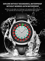 Montre mécanique SWAN Diamond Sport analogique avec bouton européen, jeu de roulette amusant, verre saphir, résistance à l'eau 3BAR, luxe diamant