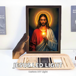 Lampe de nuit LED personnalisée DIY, lumière blanche chaude, peinture religieuse, lampe Jésus, cadre 4D, décoration religieuse, cadeau chrétien, <span class=keywords><strong>chambre</strong></span> à coucher, salon - Product Image 2