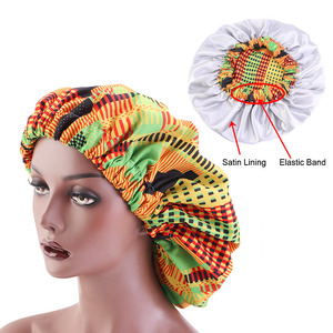 African Flower Ankara Satin <strong>Bonnet</strong> Plain Double-layer Silk Satin Lining Sleeping Cap Silk <strong>Bonnets</strong> for Braids <strong>Dreadlocks</strong> - Product Image 1
