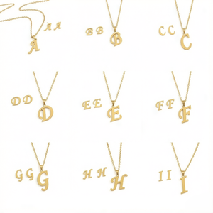 <span class=keywords><strong>Ensemble</strong></span> de bijoux initial lettre pendentif collier <span class=keywords><strong>et</strong></span> boucles d'oreilles <span class=keywords><strong>ensemble</strong></span> femmes filles plaqué or Alphabet boucles d'oreilles <span class=keywords><strong>ensemble</strong></span> de bijoux - Product Image 1