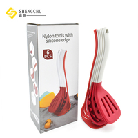 Nouveaux produits Ensemble de 6 ustensiles de cuisine en silicone antiadhésifs avec manche assemblé
