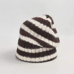 Chapeaux en laine rayés décontractés pour femmes, mode vintage automne-hiver 2024, pour l'extérieur - Product Image 4
