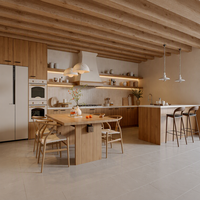 Meuble de cuisine modulaire en verre LED à grain de bois, design moderne écologique, taille et couleur personnalisables, tiroir, panier, laqué
