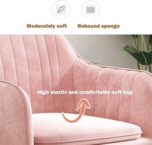 Contemporary <b>Pink</b> Velvet <b>Armchair</b> with Gold Metal Legs Comfy Accent Chair Sofa for Living Room Villa Salon Party - Product Image 3