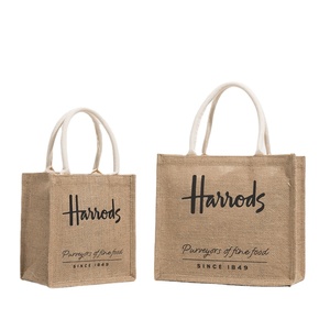 Eco Friendly Recycled Custom Logo Printing Women'<strong>s</strong> Linen Handbag Reusable Travel Handle Gift Shopping <strong>Tote</strong> <strong>Jute</strong> <strong>Bag</strong> With Zipper - Product Image 5