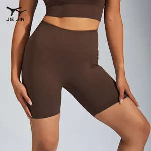 JIEJIN Custom Design Sport Nahtlos Atmungsaktiv Push Up Compression Gym Fitness Workout Shorts Yoga Hose Für Frauen