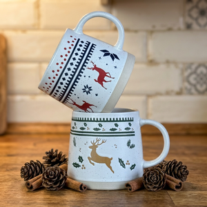 Série de Noël : Tasses en céramique de porcelaine avec impression de dessins animés, ensemble de tasses à café mignonnes avec motif d'arbre de Noël, compatibles lave-vaisselle et micro-ondes, sans danger pour les aliments - Product Image 2