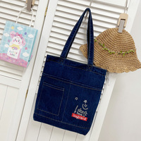 Damen College-Studentin Große Kapazität Cowboy-Tasche Universitäts-Umhängetasche Denim-Tasche Nylon-Schulranzen Einschultertasche Mädchen-Handtasche