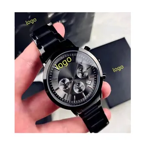 Top brand Luxury Fashion Men's Quartz Watch Stainless Steel waterproof chronograph Luxury stainless steel watch quartz watch