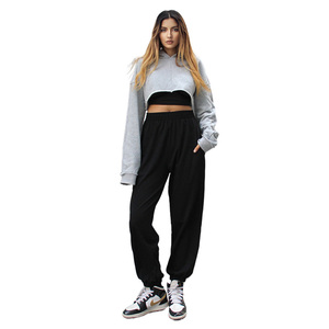 Pantalons de survêtement longs avec logo personnalisé, pantalons de survêtement pour femmes, pantalons décontractés gris, bloomers, nouveaux pour l'automne et l'hiver - Product Image 1