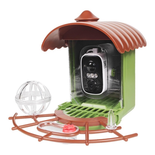 Outdoor Solar-Powered Automatic Smart AI Bird Feeder Camera 2K QHD Night Vision WIFI HiBirds APP Cloud Storage 5200mAh Battery