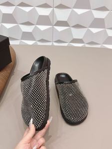 2026 Women Autumn Light Weight <b>Closed</b> <b>Toe</b> Microfiber Upper Slip on Sparkly <b>Mules</b> Summer Design Beaded Mesh Slippers - Product Image 3