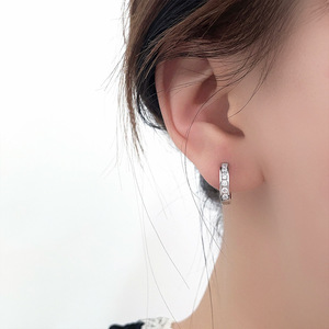 S925 <b>Silver</b> Huggie Earrings Round Zirconia <b>Studs</b> For Women Everyday Wear Luxury Style - Product Image 3