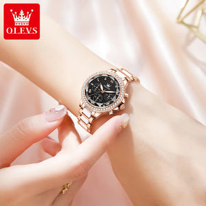 OLEVS 9999 Venta caliente estilos OEM logotipo personalizado Rosa impermeable elegante moda diseño luminoso señora reloj de cuarzo para mujer - Product Image 3