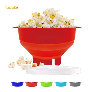 Microwave Eco-friendly Foldable Silicone Popcorn Popper Maker Collapsible Popcorn Popper Bowl With Lid