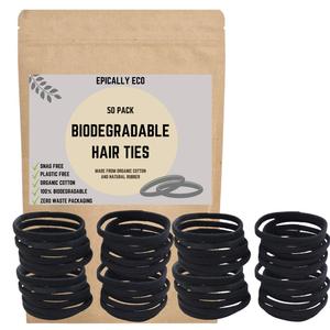 Sinh Thái Thân Thiện Phân Hủy Sinh Học GOTS Hữu Cơ Bông Đàn Hồi <span class=keywords><strong>Headband</strong></span> Cao Su Tự Nhiên Nhựa Miễn Phí Không Chất Thải Tóc Dây Thừng Tóc Quan Hệ - Product Image 5