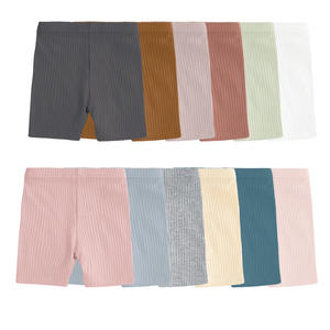 Shorts de vélo côtelés unis extensibles en coton biologique pour bébés et enfants, leggings courts en gros - Product Image 1