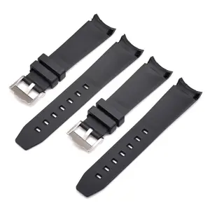 20mm 21mm 22mm Curved End Silicone Rubber Watch Band Para Rolex Omega Joint Moonswatch Homens Mulheres Assista Strap Pulseira Pulseira Pulseira