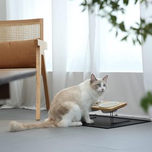 Mangkuk Makan Hewan Peliharaan Portable Ramah Lingkungan Harga Terjangkau dengan Alas Keramik dan Bambu - Product Image 5