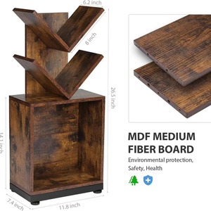 Librería Modular de Madera Sólida de 3 Niveles, Color Quemado, Mueble de Almacenamiento Multiusos para Oficina en Casa o Rincón de Lectura - Product Image 2