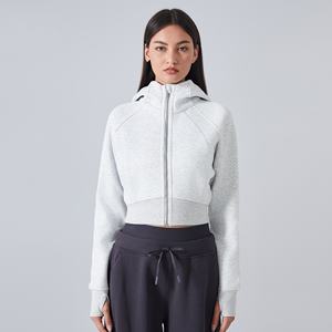 <span class=keywords><strong>Veste</strong></span> de yoga à col montant avec trou pour le pouce, coupe ajustée, doublée de <span class=keywords><strong>polaire</strong></span> respirante, fermeture éclair sur le devant, logo personnalisé, en spandex/nylon 220g - Product Image 5