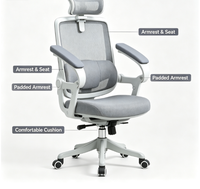 Chaise de bureau ergonomique en maille avec appui-tête et accoudoirs réglables pour mobilier de bureau commercial