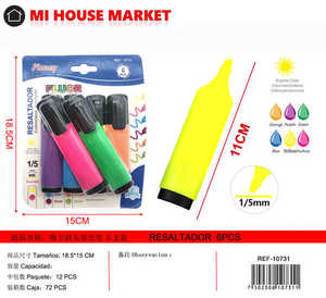 Marcadores Fluorescentes Ploney, 6 Colores, 1/5 mm, Material Escolar y de Oficina - Product Image 1