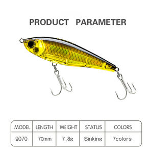 TOPIND-Crayon de pêche en eau douce, appât dur et coulant lent, matériau ABS imprimé, 70mm - Product Image 2