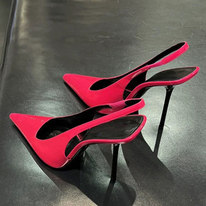 Nouvelles sandales élégantes à talons aiguilles pointus vertes, couleur unie, pour femme, collection été 2025 - Product Image 4
