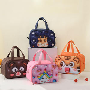 Bolsa de almuerzo 3D linda y aislada para estudiantes, bolso para oficina, escuela, viajes, rosa, beige, azul - Product Image 3