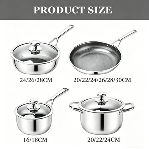 Juego de Utensilios de Cocina Híbridos TIANXING de 13 Piezas con Tapas, Wok de Acero Inoxidable, Utensilios de Cocina de Acero Inoxidable de 3 Capas, Sartenes Wok Antiadherentes con Diseño de Panal de Abeja - Product Image 3