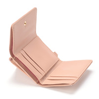 Dompet Mini Lipat Tiga Kulit PU dengan Kancing Tekan, Banyak Kantong Kartu, Dompet Koin Kecil untuk Wanita, OEM/ODM Logo Kustom