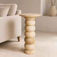 Table basse en travertin beige naturel en gros pour les importateurs de meubles