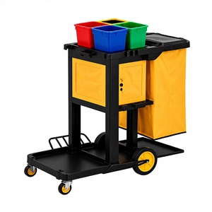 Chariot de <span class=keywords><strong>ménage</strong></span> commercial AF08170H avec grand sac, bacs de rangement et roues pour le nettoyage des hôtels - Product Image 3