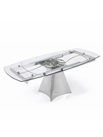 Table à manger extensible en verre trempé de luxe italien, moderne et rotative, de forme rectangulaire, pour villa, maison, salle à manger