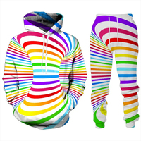 Ensemble de survêtement pour homme classique d'automne, imprimé illusion optique, motif 3D personnalisé, respirant, tendance streetwear, sweat-shirt et pantalon