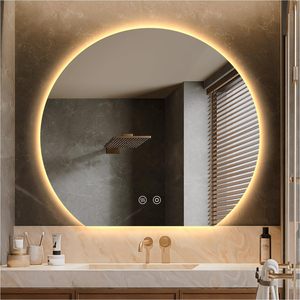 Specchio LED Rotondo Intelligente da Parete Antiappannamento <span class=keywords><strong>con</strong></span> Controllo Touch a 3 Colori Dimmerabile per Bagno e Soggiorno - Product Image 1