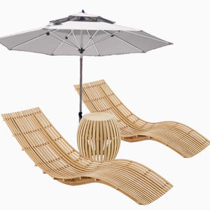 Ensemble de chaises longues de salon d'extérieur en teck massif moderne, résistant à l'eau et aux UV, meubles pour villa, hôtel, salon, jardins, patios - Product Image 6