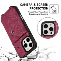 Étui de téléphone en cuir véritable antichoc avec protection pour appareil photo et cordon bandoulière pour iPhone 16 17 18 Pro Max OEM