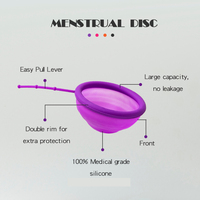 Disque menstruel étanche de marque privée 100% disque de période durable en silicone médical pour les femmes