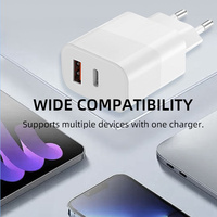 Cargador Rápido Universal de Viaje USB+Tipo-C de 25W PD 2.0 QC3.0, Adaptador de Carga Rápida Tipo C, Mini Cargador para EE. UU./UE