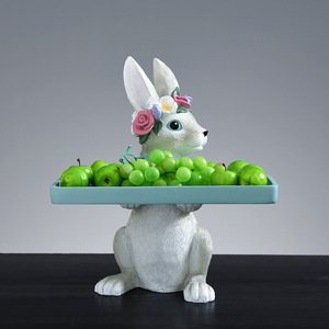 Mueble para TV de Resina Pintado a Mano de Buena Calidad y Precio, Mesa de Centro Creativa con Forma de Conejo, Porta Llaves y Bandeja para Frutas - Product Image 2