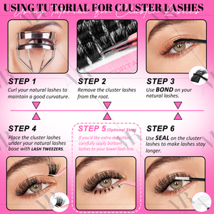 US-Lagerbestand: Full Frame <span class=keywords><strong>Xtreme</strong></span> Cluster <span class=keywords><strong>Lashes</strong></span> Ultra Volume 200D 7-25mm D Curl 233-teiliges Wimpern-Cluster-Kit mit Unterwimpern - Product Image 6