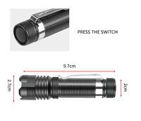 Lampe torche de poche tactique LED ultra-lumineuse 500 lumens en alliage d'aluminium avec interrupteur arrière, zoom et clip ceinture pour camping et EDC