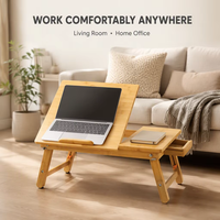 Support d'ordinateur portable multi-positions en bambou pour la maison, le bureau et le salon