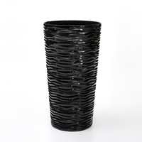 Grand pot de fleurs cylindrique rond en plastique verni brillant pour décoration intérieure et extérieure