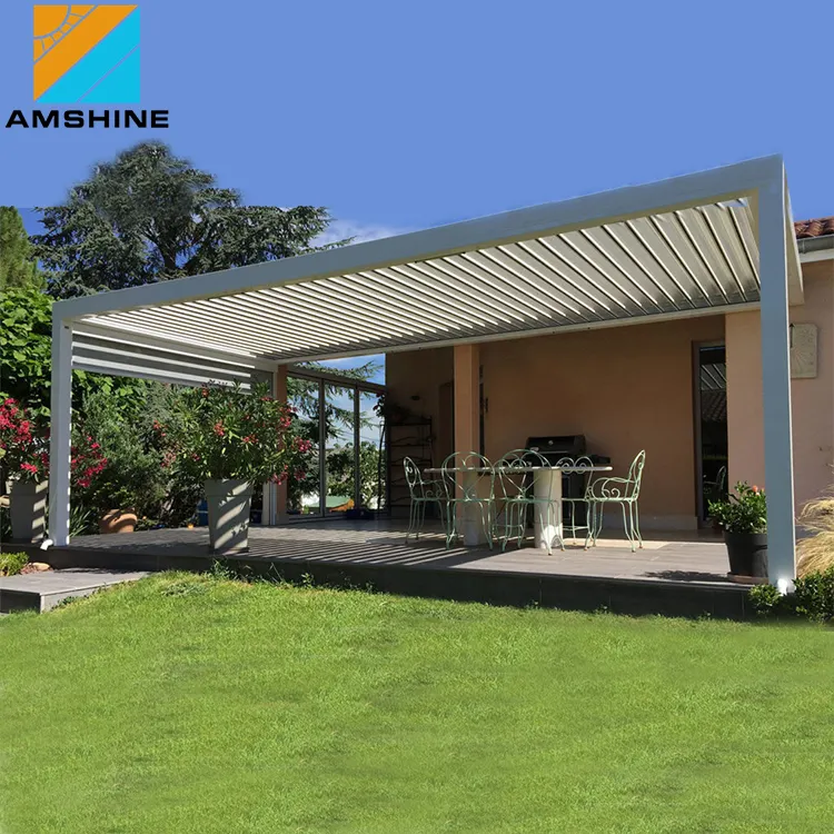 Motorized Pergola Gazebo Hot Selling Design Bioclimatic Aluminum Gazebo Outdoor Sun Shading Motorized Louvered Roof Pergola Kits For Patio Cover Shading