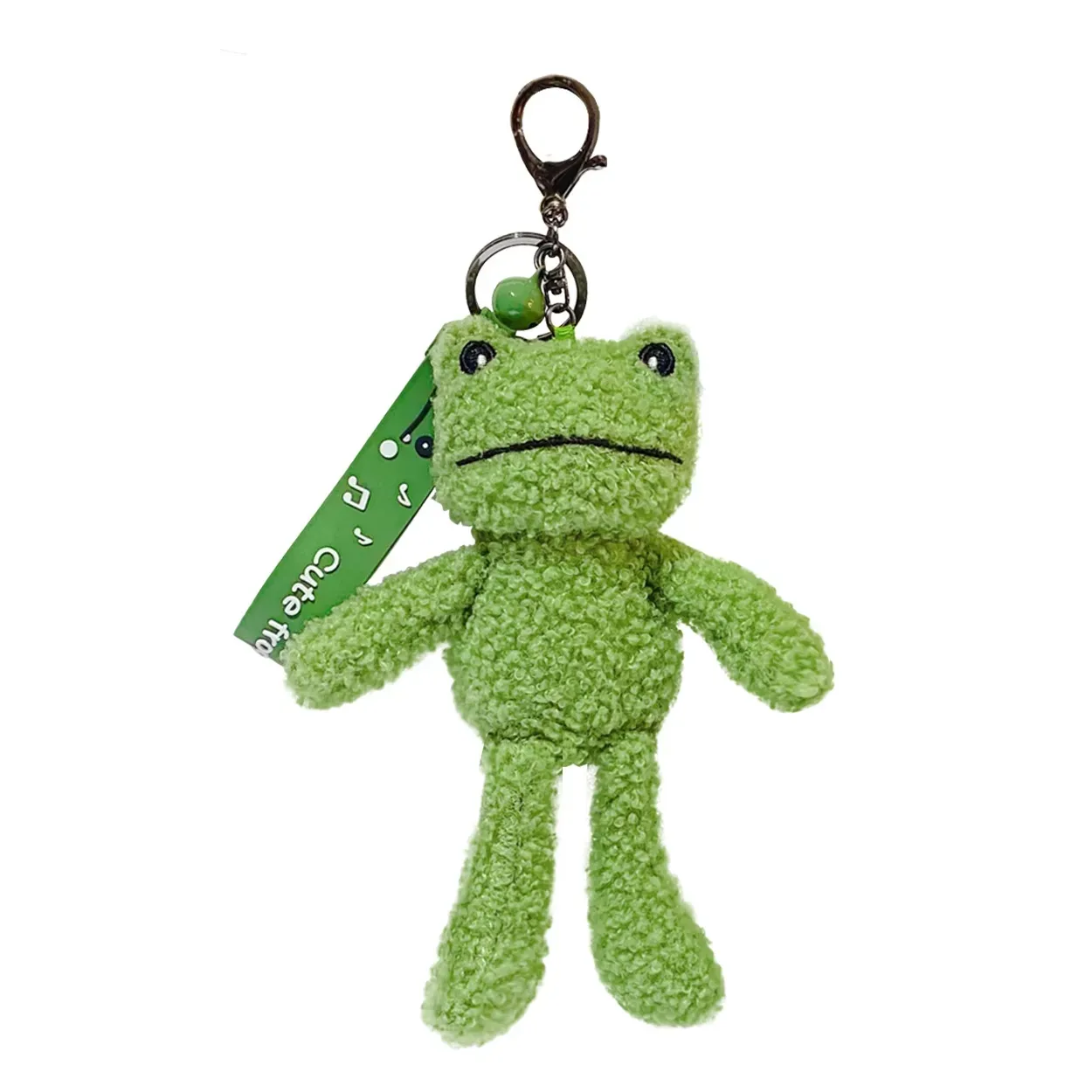 קריקטורה ירוק צפרדע בפלאש בובה ממולא Keychain ותליון אופנה קישוטי תיק שרוך עבור מפתחות